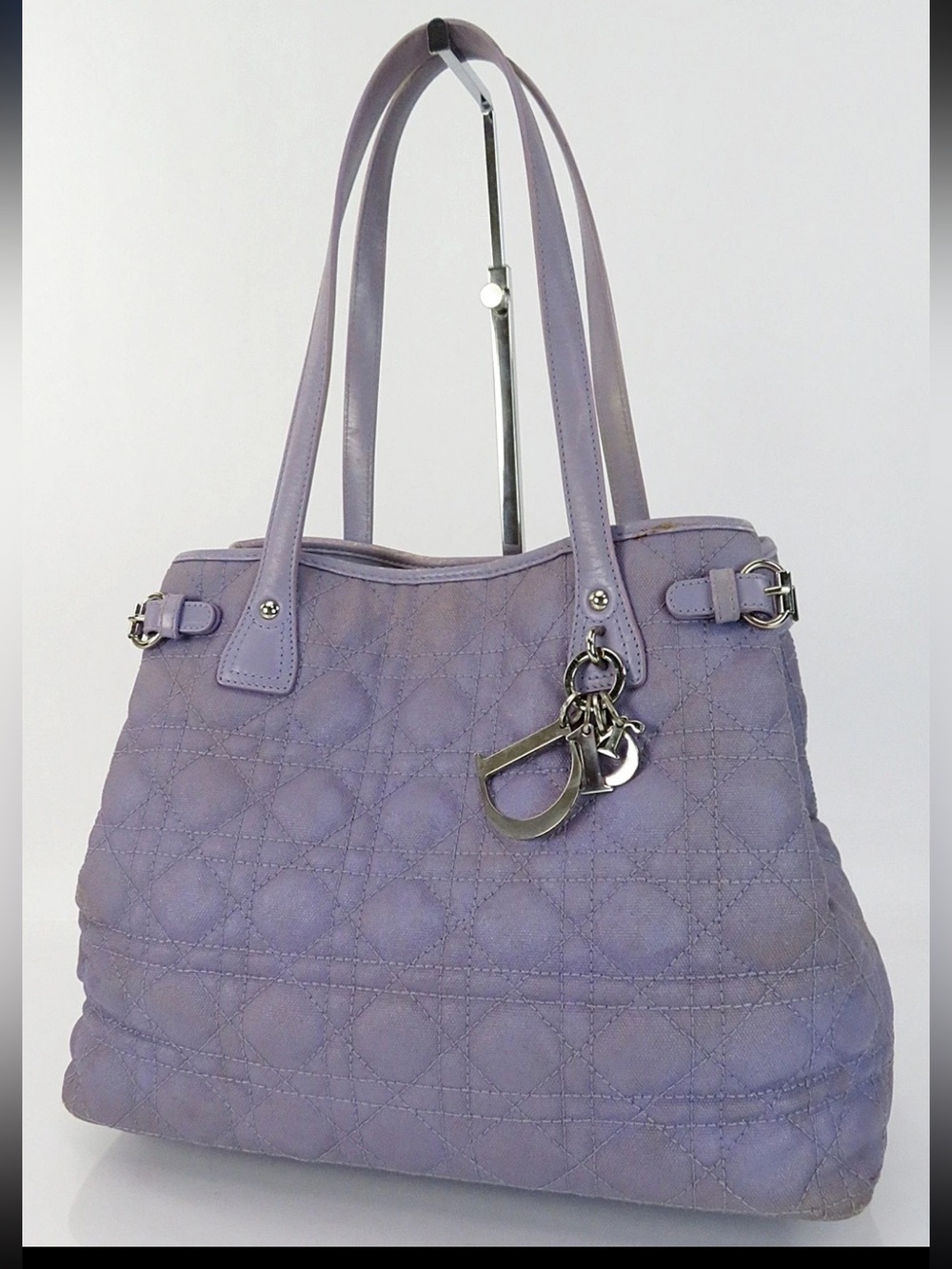 Dior Lavender Quilted Shoulder Tote with Silver Charms